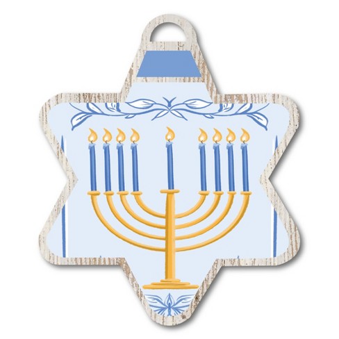 Happy Hanukkah Menorah Hanging Ornament Artboard - image 1 of 2