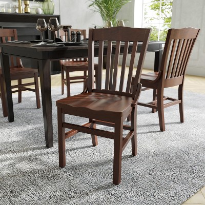 Traditional Walnut Wood Slat Back Dining Chair