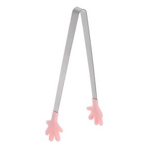 Unique Bargains Stainless Steel Silicone Tips Hand Shape Kitchen Cooking Food Tongs - 1 of 4