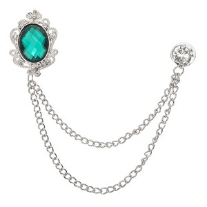 Unique Bargains Men's Rhinestone Flower Design Brooch Pins - 1 of 4