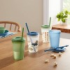 18pc Plastic Kids' Drinkware Set Coral/Green - Pillowfort™