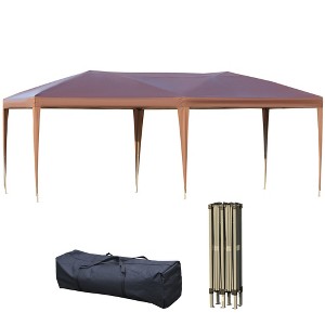 Outsunny 19.2' x 9.7' Pop Up Canopy with Steel Frame, UV Fighting Roof, Carry Bag for Patio, Backyard, Beach, Garden, Coffee - 1 of 4