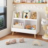 INFURNIC Decorative Bookshelf 5 Cubbies Wooden Open Bookcase, 2-Tier Baby Storage Display Organizer With Legs, White, 31.5"*13.39"*28.54 - 2 of 4