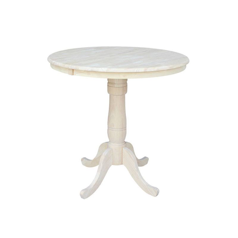 36" Round Extendable Table with 12" Drop Leaf Unfinished - International Concepts, 1 of 11