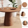 Wooakway 31.5"H Round Wood Dining Table Kitchen Table Conference Table with Pedestal - 4 of 4