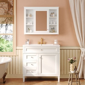 NicBex 36" Bathroom Vanity with Medicine Cabinet&Ceramic Sink,Bathroom Storage Cabinet Combo with 4 Drawers&2 Doors,No Faucet Included - 1 of 4