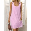 Women's Casual Striped Button Pocket Dress With Round Neck - 3 of 4