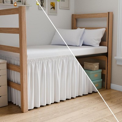 CGK Linens Elastic Wrap Around Dorm Room Bed Skirt in White, Size Twin/Twin XL