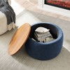 FURNIinspire Ottomans And Benches Handmade Fabric Storage Ottoman Two In One Function Work As End Table And Ottoman, Blue, 25.50"*25.50"*14.50" - 2 of 4