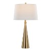 LumiSource Set of 2 Cone 30" Contemporary Metal Table Lamp in Gold and White Linen - 3 of 4