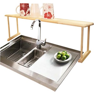Home Basics Space-Saving Oak Wood Over the Sink Multi-Use Shelf