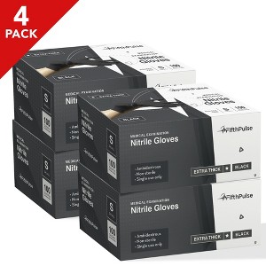 FifthPulse Bulk Case of Extra-Thick Disposable Nitrile Medical Exam Gloves, Black, 100 Count, S - 4.5ML Thickness - 4 Pack - 1 of 4