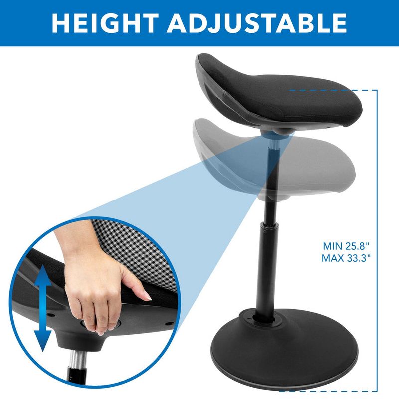 Mount-It! Ergonomic Sit Stand Stool, Leaning Chair for Standing Desk, Height Adjustable Up to 34. 6", 3 of 9