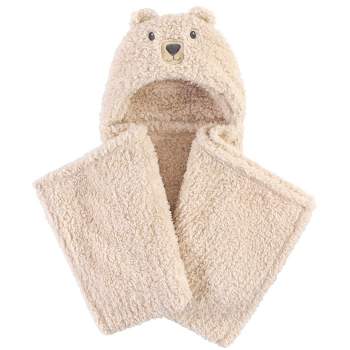 Hudson Baby Infant Hooded Animal Face Plush Blanket, Cozy Bear, One Size