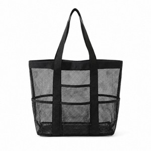 Alilang Large Mesh Beach Tote Bag with Exterior Pockets and