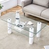 NicBex Stylish Double-Layered Transparent Tempered Glass Coffee Table,Rectangular Tea Table,Wooden Center Table for Living Room - 4 of 4