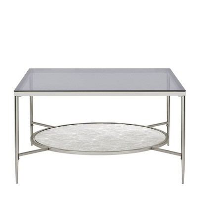 Adelrik Square Chrome and Glass Coffee Table with Storage