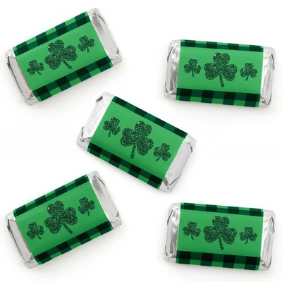 Big Dot of Happiness St. Patrick's Day - Mini Candy Bar Wrapper Stickers - Saint Patty's Day Party Small Favors - 40 Count