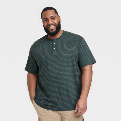 Heavy Slub Henley Shirt for Tall Men in Black