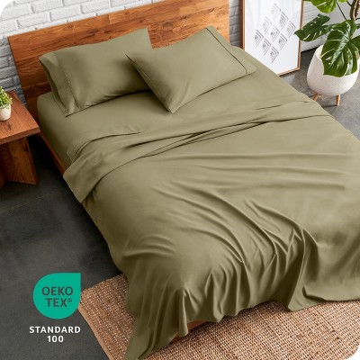 Olive Full-XL Microfiber Deep Pocket 4-Piece Sheet Set