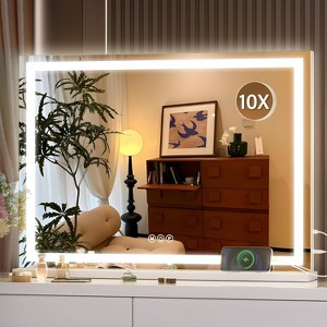 Vanity Mirror with Lights, LED Makeup Mirror with Dimmable 3 Color Modes, Touch Screen Control, Square White Design - 1 of 4