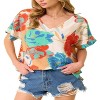 Women's Floral V Neck Top - Vanilla Monkey - 2 of 4