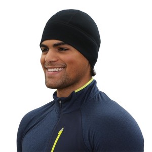 TrailHeads Men’s Merino Wool Beanie - Winter Hat for Runners, Hikers, Cyclists and Outdoor Sports - Black - 1 of 4