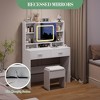 Jojoka Makeup Vanity Set with Sliding Mirror, LED Lights, Storage Shelves, 2 Drawers, and Comfortable Stool - 4 of 4