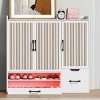 Versatile Shoe Cabinet with Adjustable Shelves, Stool, Hidden Toe-Kick Drawer & RGB Light, White Shoe Storage for Entryway, Living Room-Tanpinhause - 2 of 4