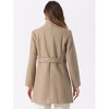 Allegra K Women's Winter Double Breasted Stand Collar Side Pocket Vintage Pea Coats - 3 of 4