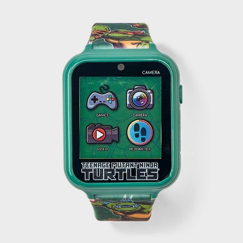 Nickelodeon Teenage Mutant Ninja Turtles Unisex Touchscreen Smart Watch with Silicone Strap and Metallic Green Case 42mm, Kids Unisex