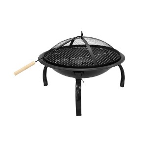 WestinTrends 22" Portable Round Steel Wood Burning Bonfire Foldable Fire Pit, Black - 1 of 3