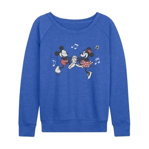 Women's - Disney - Time For Fun Lightweight French Terry Wide Neck Long Sleeve Graphic Shirt - 1 of 3
