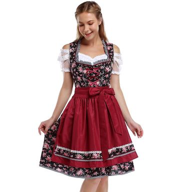 Women's 3 - Piece Floral Contrast Mini Dress Set, Festival Themed Casual  Outfit for Parties and Gatherings Burgundy XXL : Target