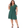 Agnes Orinda Women's Plus Size Casual Floral Tie Waist Short Sleeve Knee Length A Line Dresses - 3 of 4