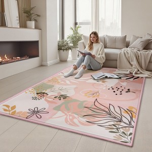 Joyfy Area Rugs for Living Room Non-Slip Washable Large Rug with Rubber Backing Soft Art Floral Carpet for Bedroom Kids Nursery Dining Room - 1 of 4