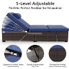 Outdoor Patio Chaise Lounge Chairs Set of 2, PE Rattan Wicker Pool Garden Lounger with Adjustable Backrest, Cushion, Cup Holder, Brown-Blue - 3 of 4