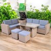 Mshliw 6-Piece Outdoor All-Weather PE Rattan Sofa Set with Adjustable Seating, Storage Box, and Glass Table for Patio, Garden, or Backyard - 4 of 4