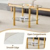 Round Tempered Glass Coffee Table Cocktail Table Sofa Side Table Center Table, Minimalist 2-Layer, Stainless Steel Gold/Silver Plated Legs-ModernLuxe - 4 of 4