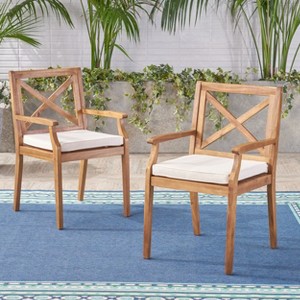 Sapphtopaz Wood Outdoor Dining Chairs Set of 2 Patio Chairs All Weather Use for Poolside, Garden, Backyard - 1 of 4