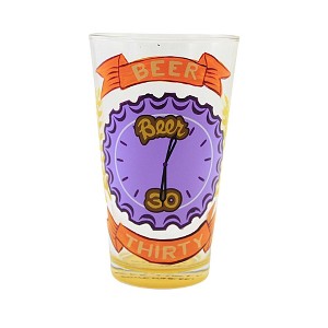 5.75 In Beer Thirsty Pint Glass Lolita Hand Painted Specialty Beer Glasses - 1 of 2