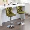 Kumasinova 25"-33" Swivel Bar Stools with Tufted High Back,Luxury Velvet Counter Height Back Stools with Gas Lift & Silver-Plating Footrest - 2 of 4