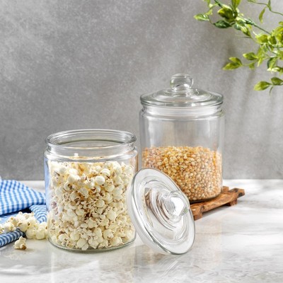 Set of 2 Clear Glass Cookie Jars with Airtight Lids