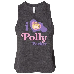 Women's Polly Pocket I Love Polly Pocket Graphic Racerback Tank - Heather Charcoal - Medium - 1 of 2