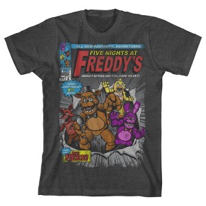 Five Nights at Freddy's Comic Cover Art Boy's Charcoal Heather T-shirt - 1 of 3