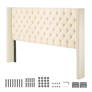VEVOR Headboard, King Size Headboard with Adjustable Height, Comfortable Diamond Tufted for King Size Bed, W84.1 x H (54.33-60.24) x D 8.27 in, Beige - 1 of 4