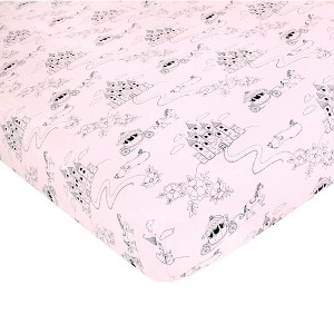 Hudson Baby Infant Girl Cotton Fitted Crib Sheet, Fairytale Princess, One Size - 1 of 2