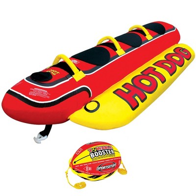 AIRHEAD Hot Dog Towable Inflatable 3 Person Tube & 4K Booster Ball Towing System