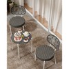 3 Pieces Patio Wicker Set, Outdoor Rattan Set with Bistro Chair and Tempered Glass Roundtop Table, All Weather Patio Bistro Set (Gray & White) - 4 of 4