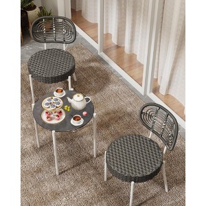 ODK 3 Piece Outdoor Rattan Bistro Set with 2 All Weather PE Wicker Chairs and a Glass Round Table,for Porch, Indoor, Lawn, Patio - 1 of 4